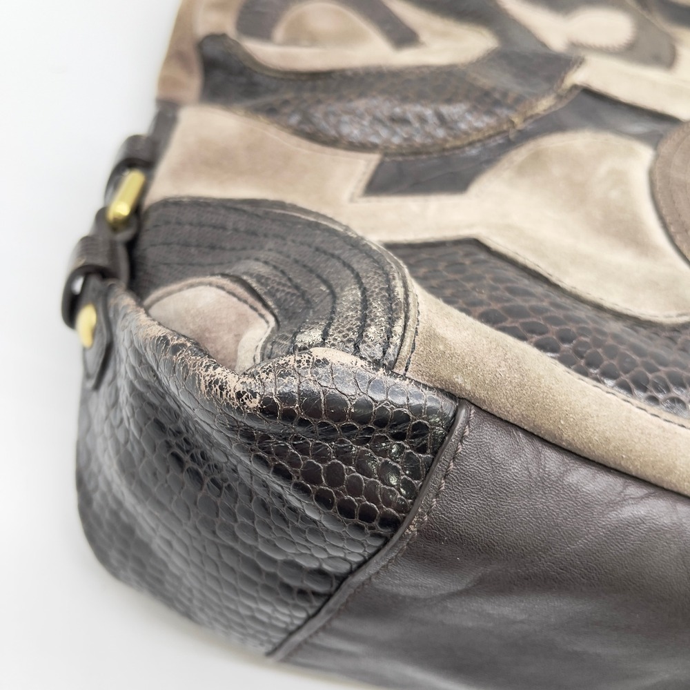 Coach Brooke Suede Large Hobo Bag Inlaid C Chocolate Brown Slouchy Retro 14340 - Picture 9 of 16